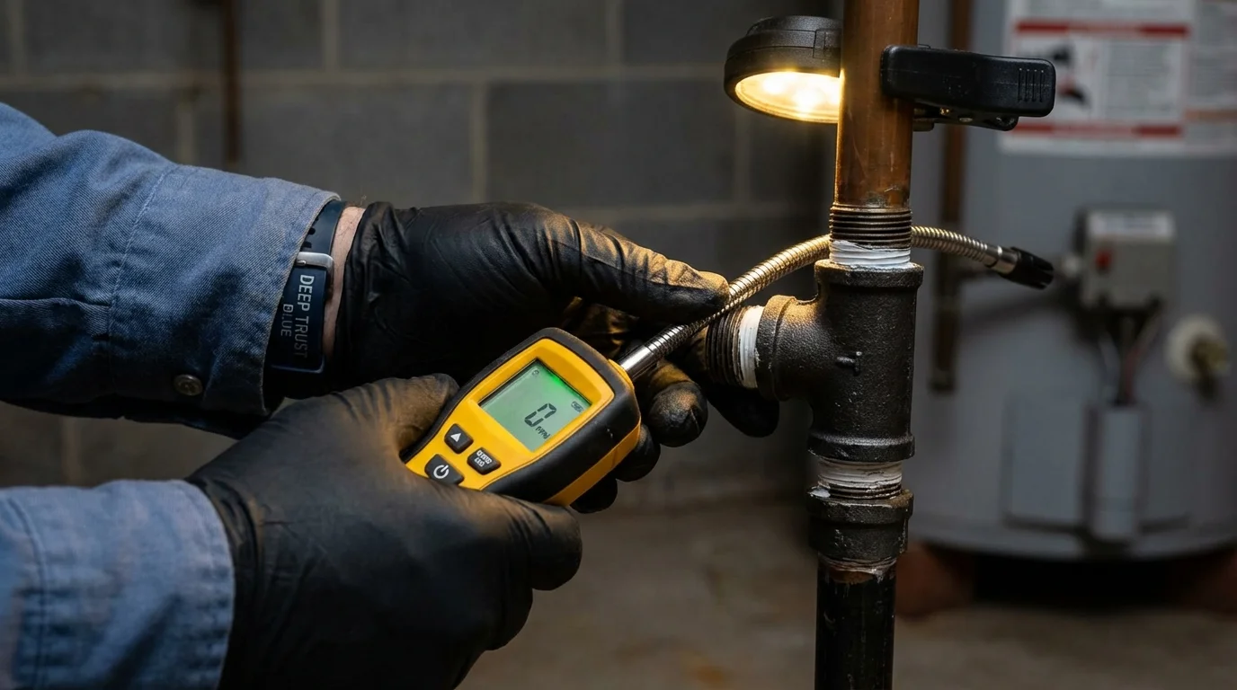Gas leak detection with electronic sniffer by Johns Plumbing LLC in Rochester